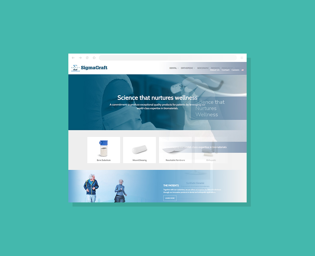 A partial screenshot of the SigmaGraft website homepage.